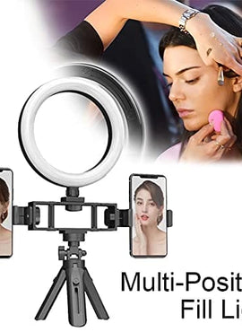 Multi Position Ring Light Dual Mobile Clip Ring Light, Live Broadcasting Bracket Fill Selfie Ring Light Phone Clamp Fill Lights Supplies Stabilizer Clip Phone Bracket