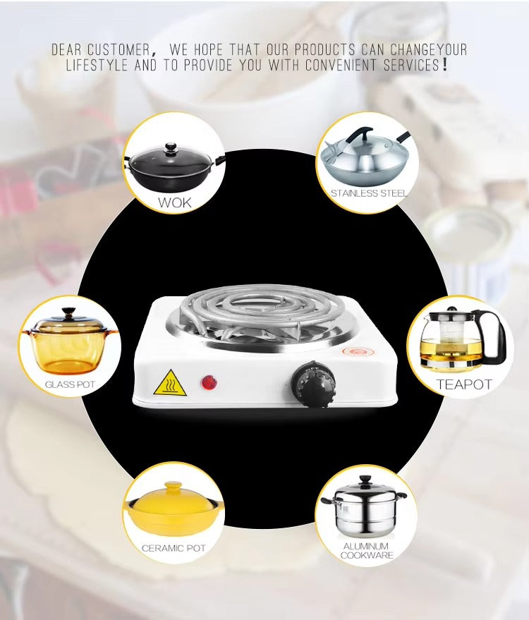 Electric Stove For Cooking - Hot Plate Heat Up In Just 2 mins - Easy to Clean -Metal Body