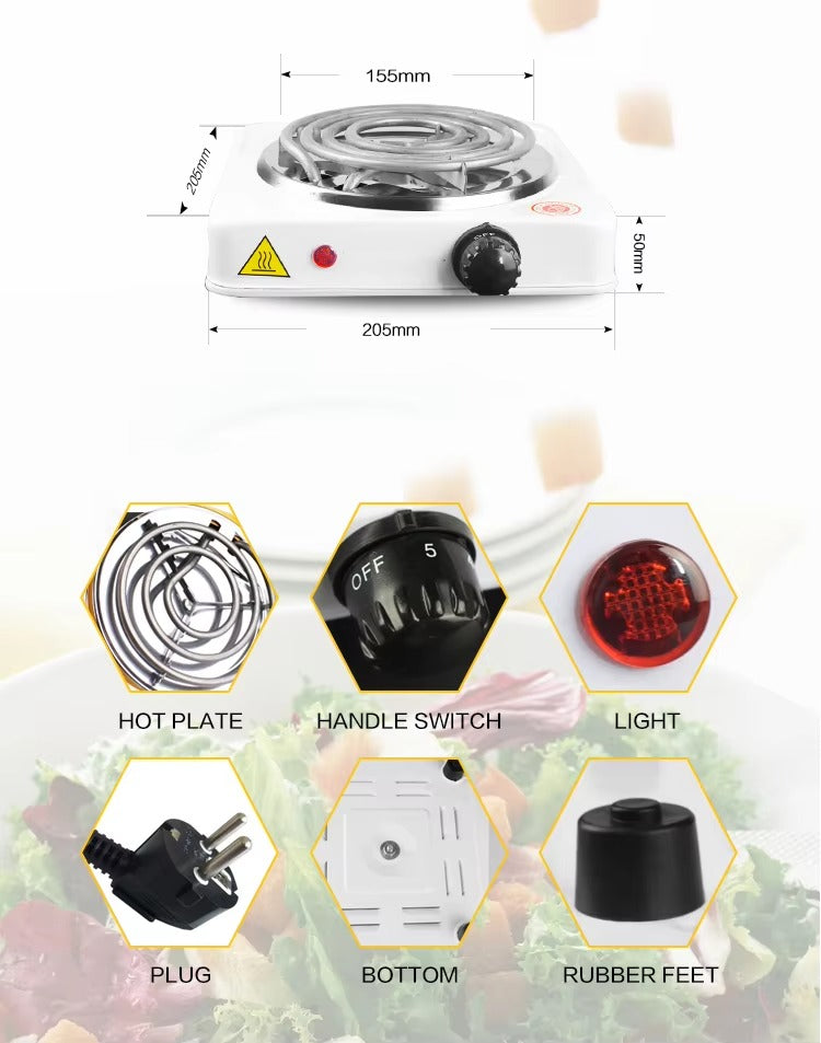 Electric Stove For Cooking - Hot Plate Heat Up In Just 2 mins - Easy to Clean -Metal Body
