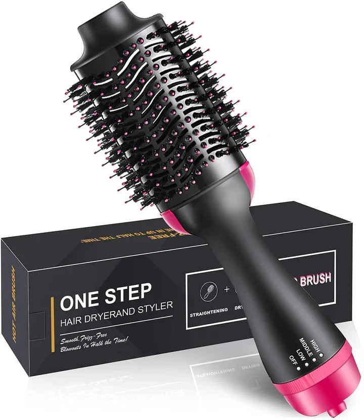 3 in 1 Professional Hot Air Hair Brush Styler - Dryer, Straightener & Curler