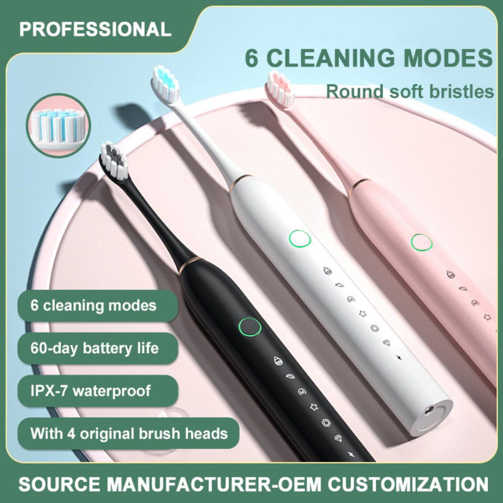 Rechargeable Electric Toothbrush With 2 Extra Heads | USB Charging Rechargeable Total Washable Electronic Whitening Teeth Brush for Oral Care | Teethbrush