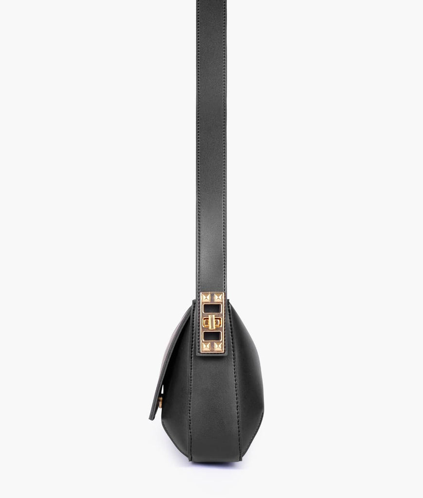 Elegant Flap Shoulder Purse - Black