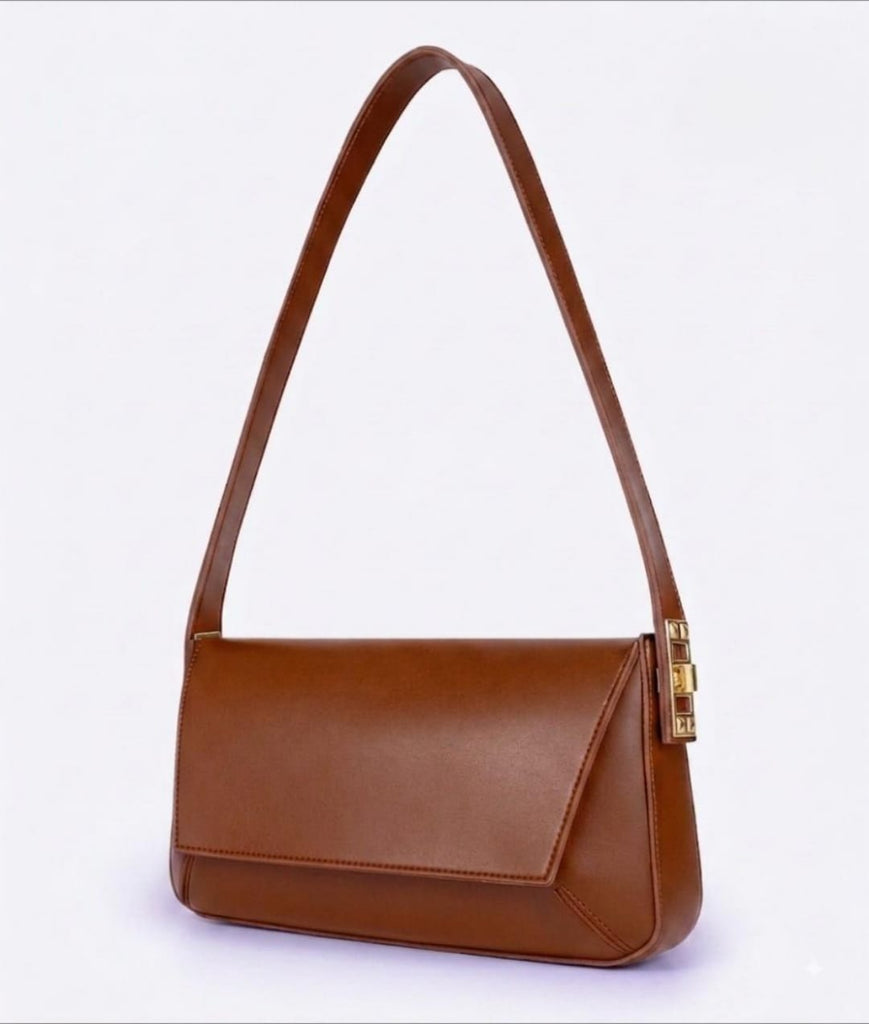 Elegant Flap Shoulder Purse - Black