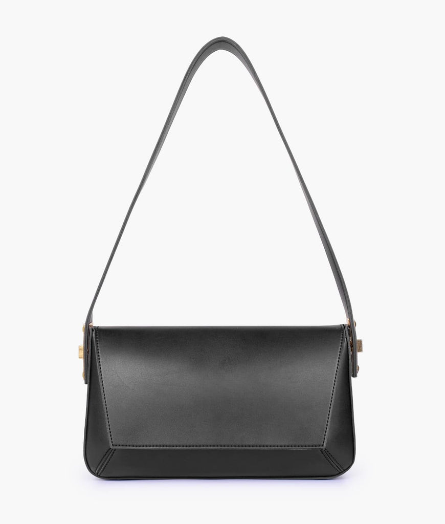 Elegant Flap Shoulder Purse - Black