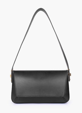 Elegant Flap Shoulder Purse - Black