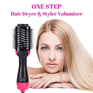 3 in 1 Professional Hot Air Hair Brush Styler - Dryer, Straightener & Curler