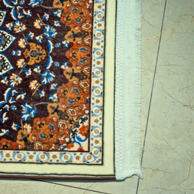 Traditional Moroccan Dome Arch Janamaz – Dark Plum & Rust 70x115 cm | Islamic Prayer Mat