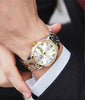 Premium Two-Tone Quartz Watch - Silver & Golden Chain