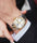Premium Two-Tone Quartz Watch - Silver & Golden Chain