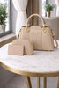 Beige Leather Handbag Set for Women 3 Pcs