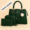Green Leather 3Pcs Women Handbag Set