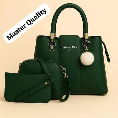Green Leather 3Pcs Women Handbag Set