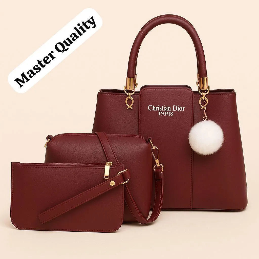 Green Leather 3Pcs Women Handbag Set