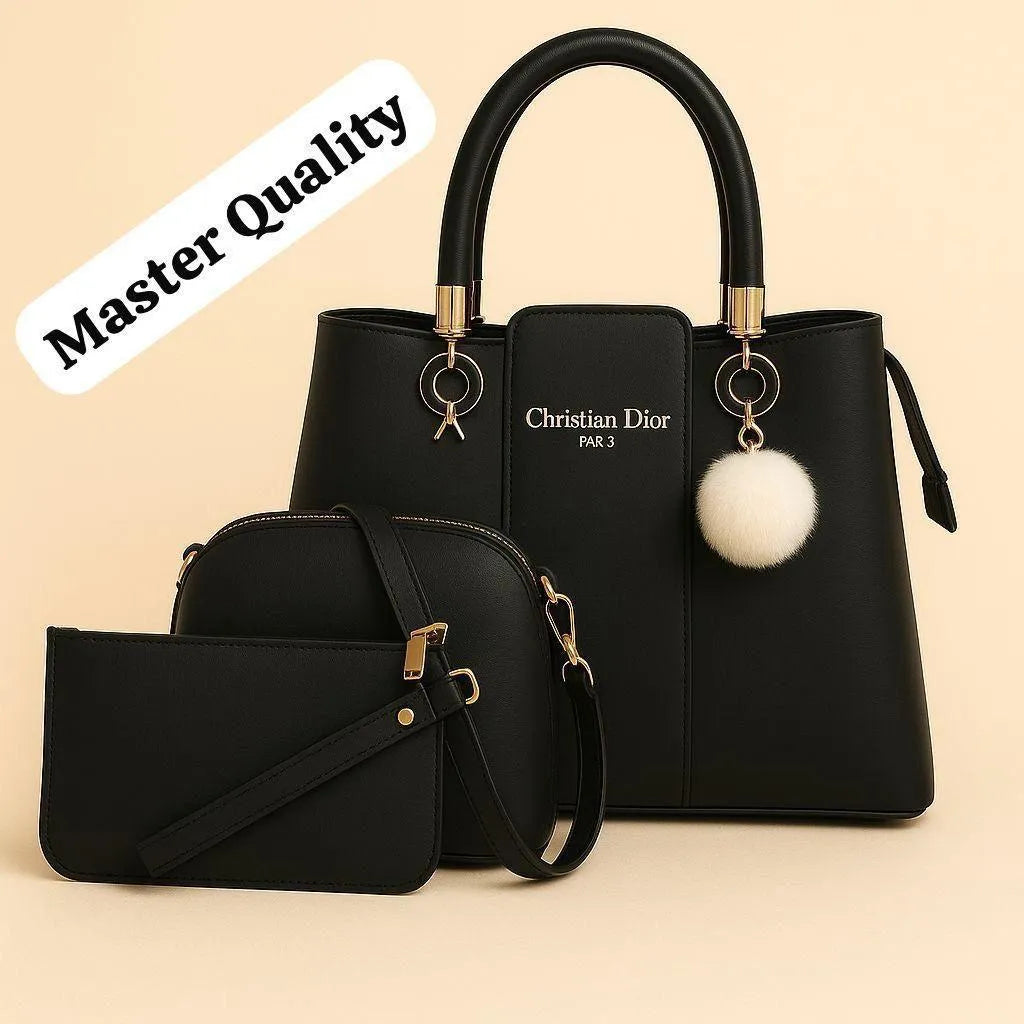 Green Leather 3Pcs Women Handbag Set