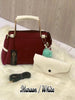 Mustard Coffee Leather Handbag with Wallet & Strap